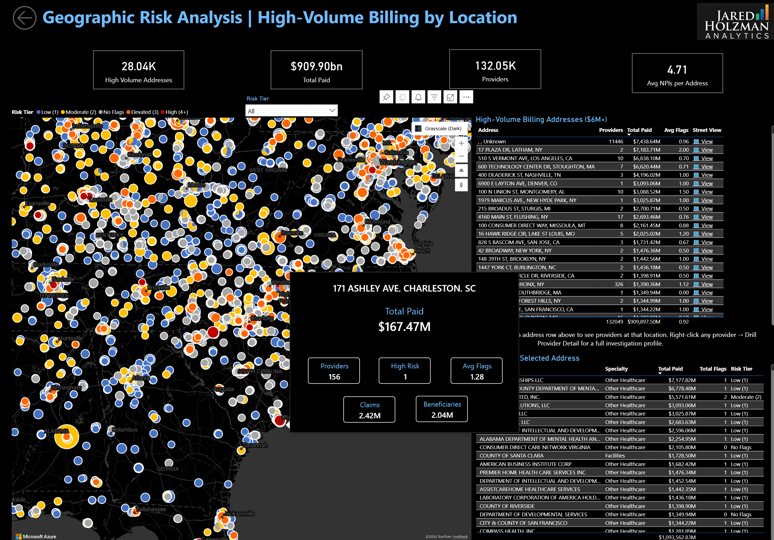 Geographic Medicaid Provider Spending Analysis - High-Volume Addresses